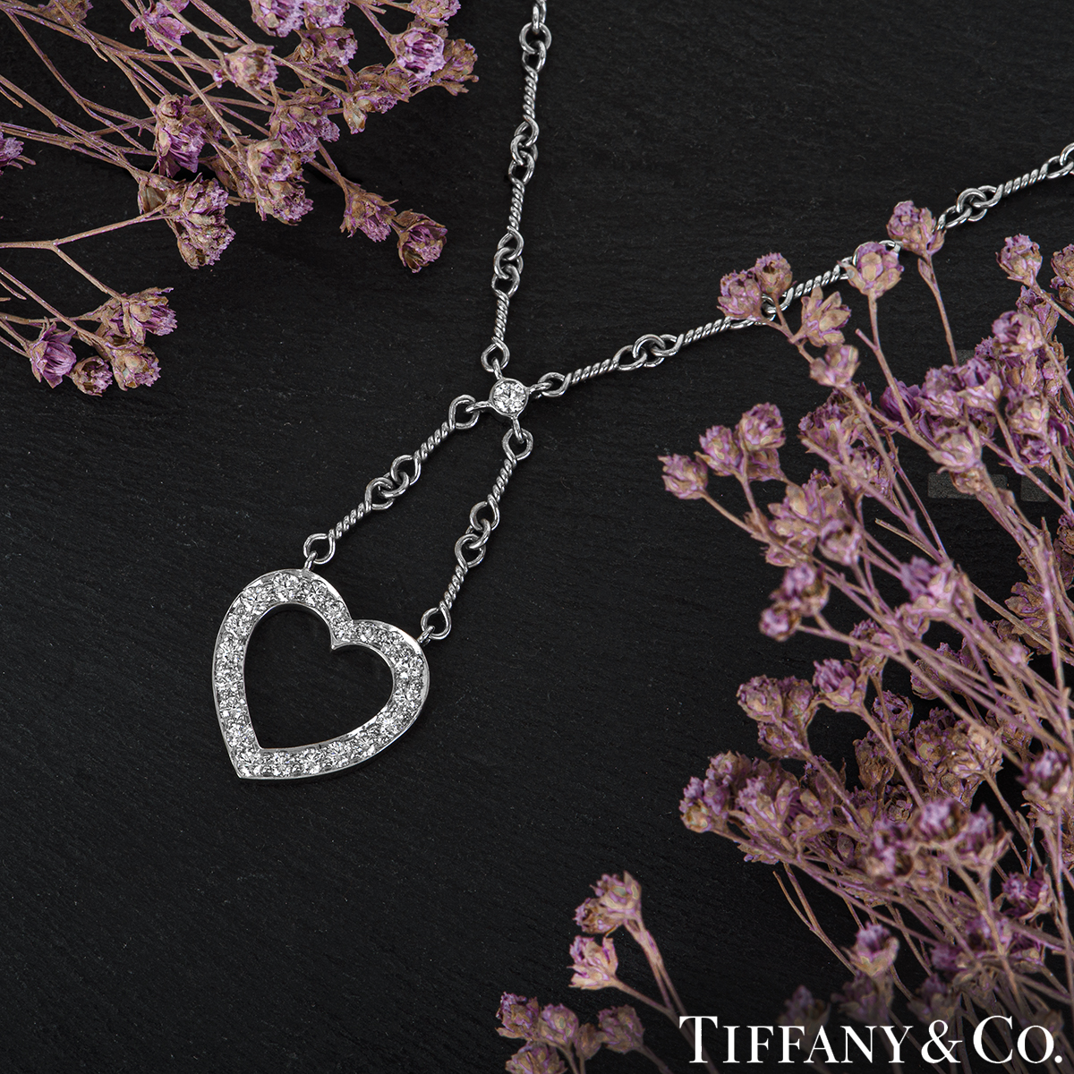 Tiffany & Co. Platinum Diamond Heart Pendant | Rich Diamonds